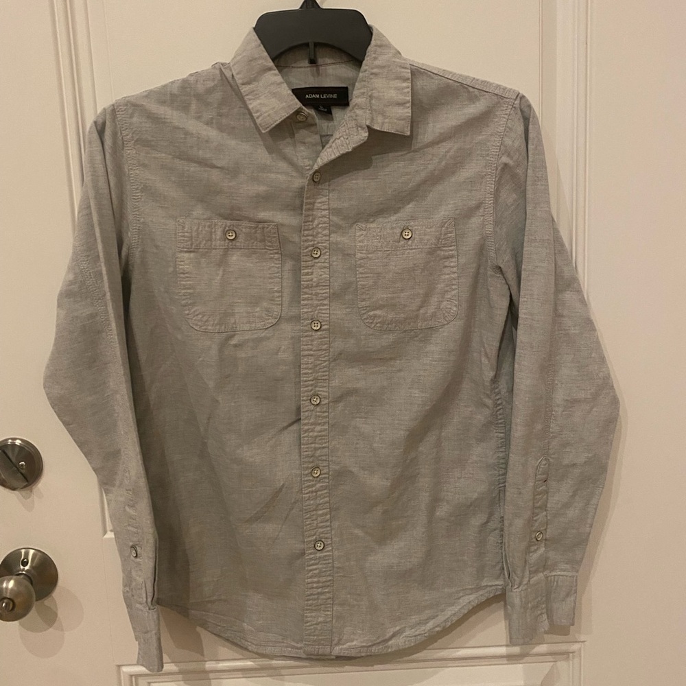 Adam Levine Collection Light Gray Casual Button-Down Shirt